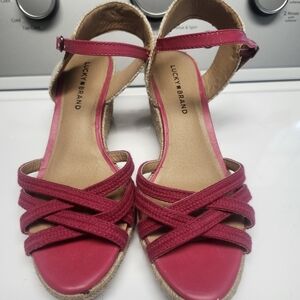 Lucky Brand Red Sandels with Criss-Cross Straps